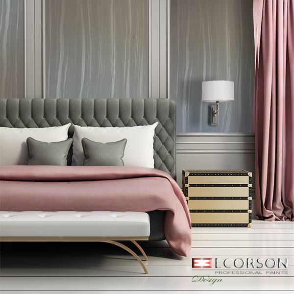 ścienna dekoracja DERIVA odzwierciedla efekt miękkiej tkaniny na łóżku i zasłonach